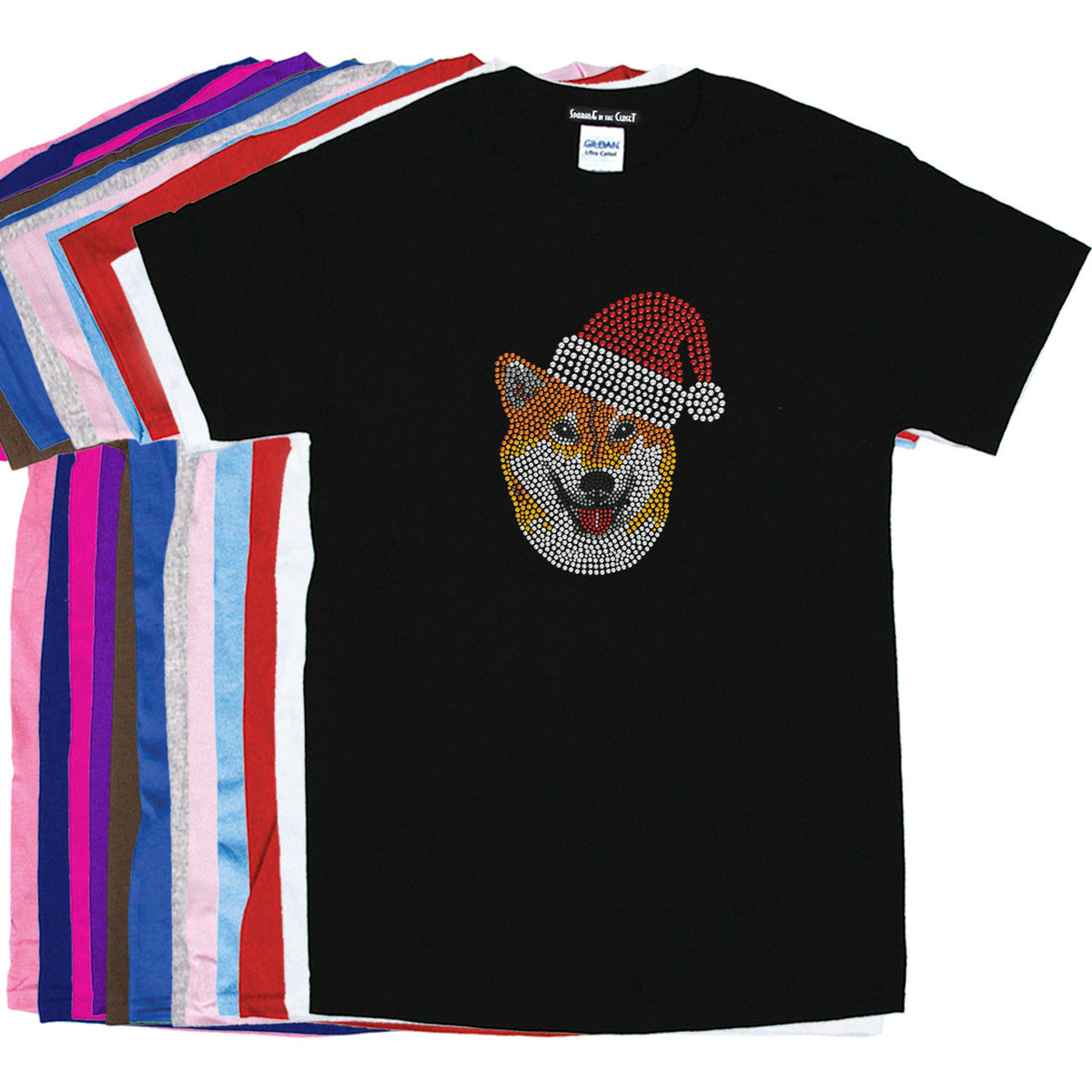 Shiba Inu with Santa Hat - Womens Tee