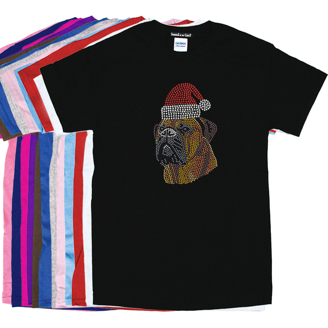 Bullmastiff with Santa Hat - Womens Tee