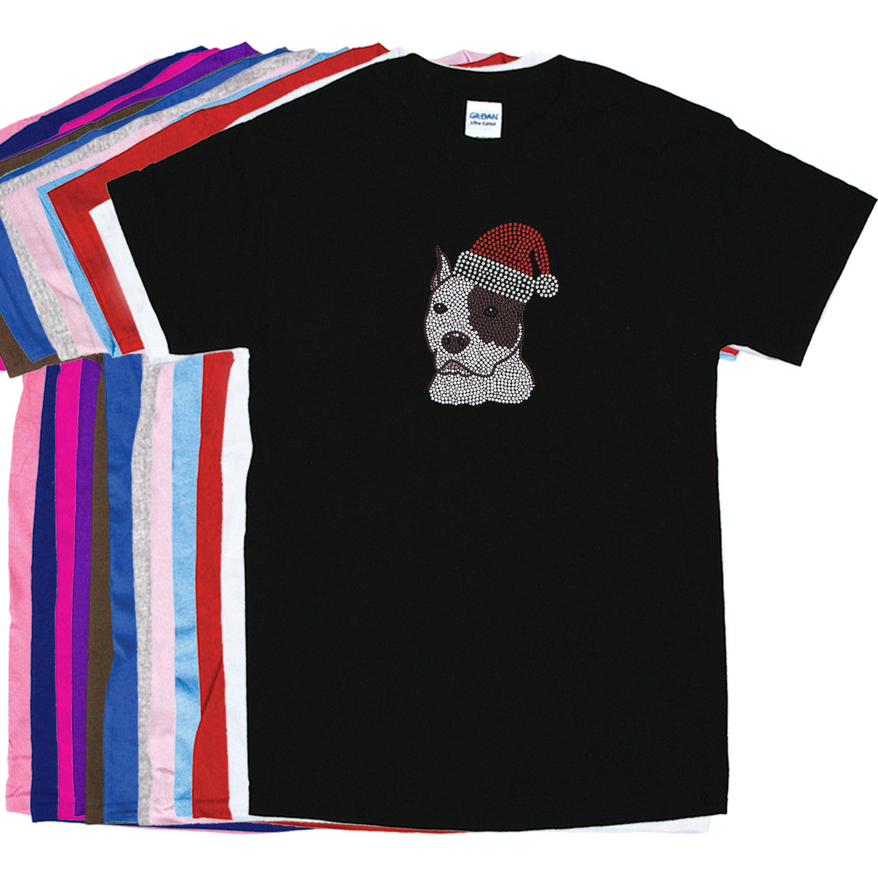 Pit Bull with Santa Hat - Womens T-shirt