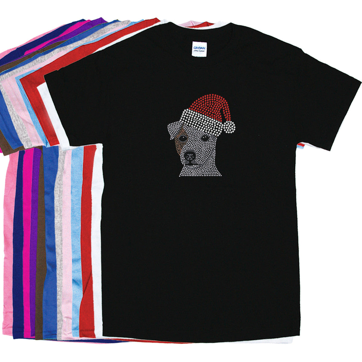 Jack Russell Terrier with Santa Hat - Womens T-shirt