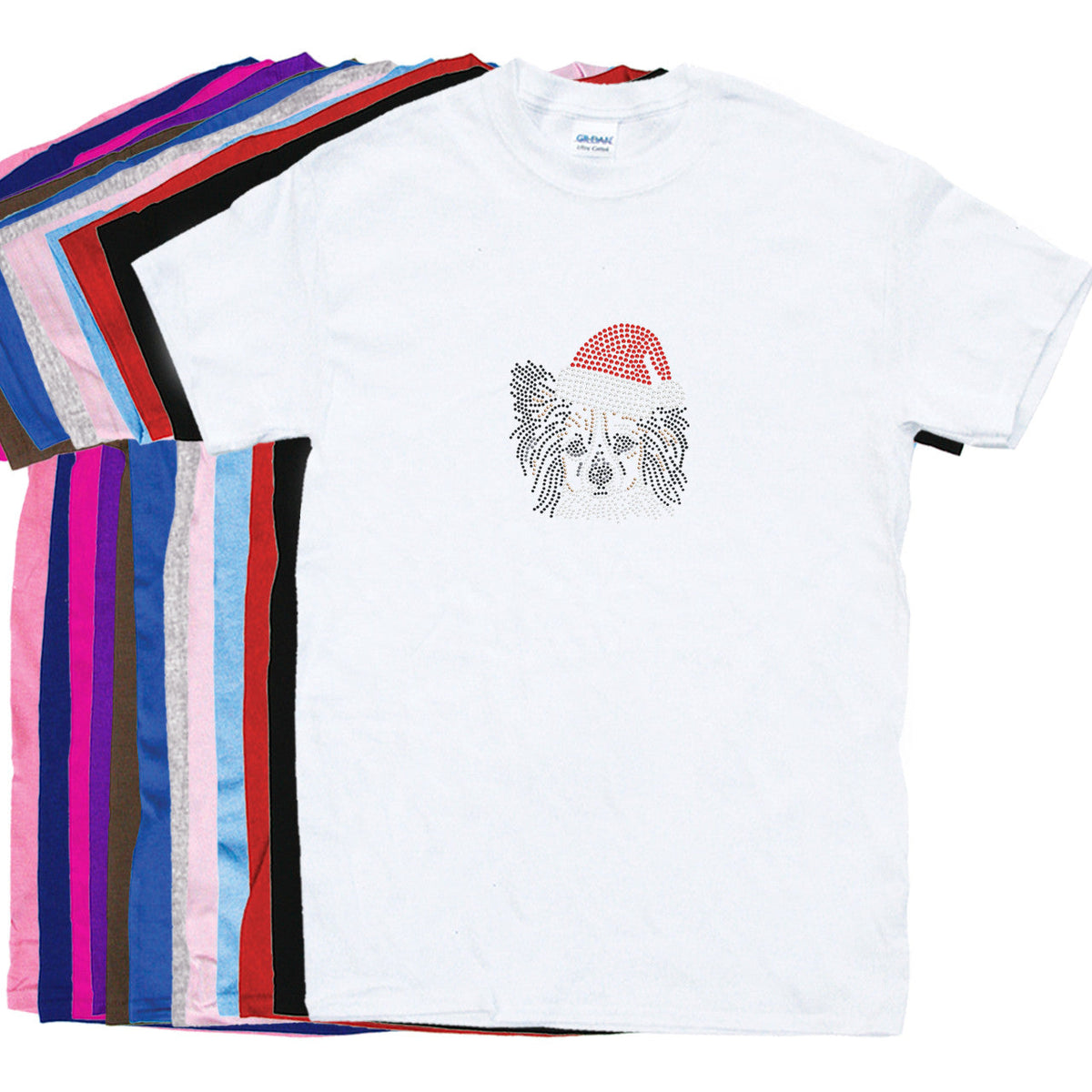 Papillon with Santa Hat - Womens T-shirt