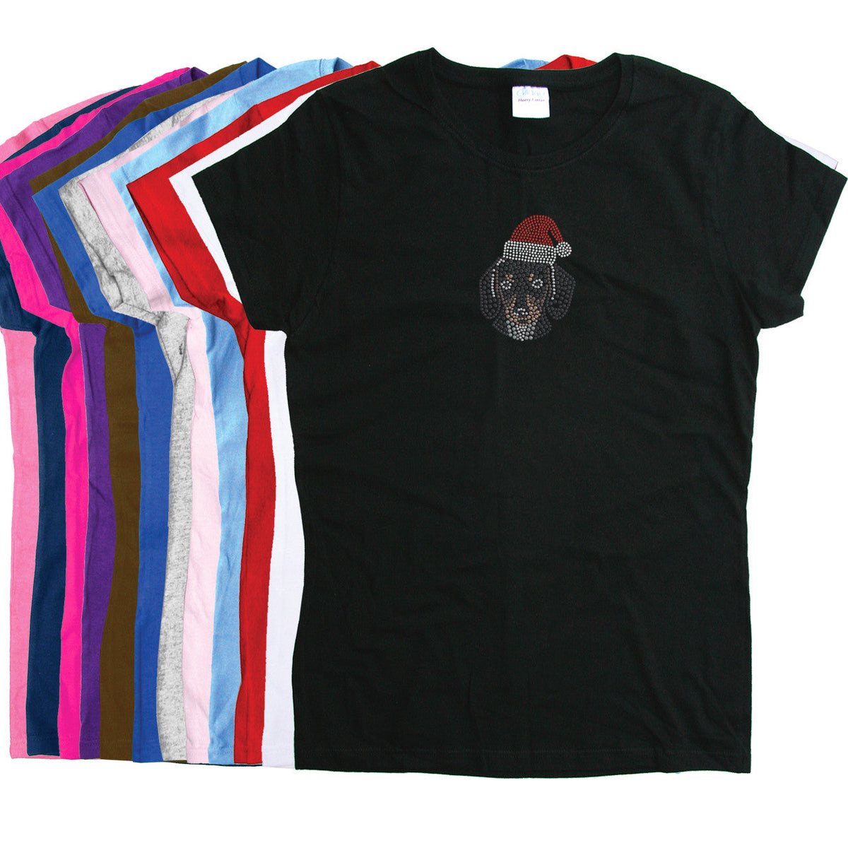 Dachshund Face with Santa Hat - Womens T-shirt