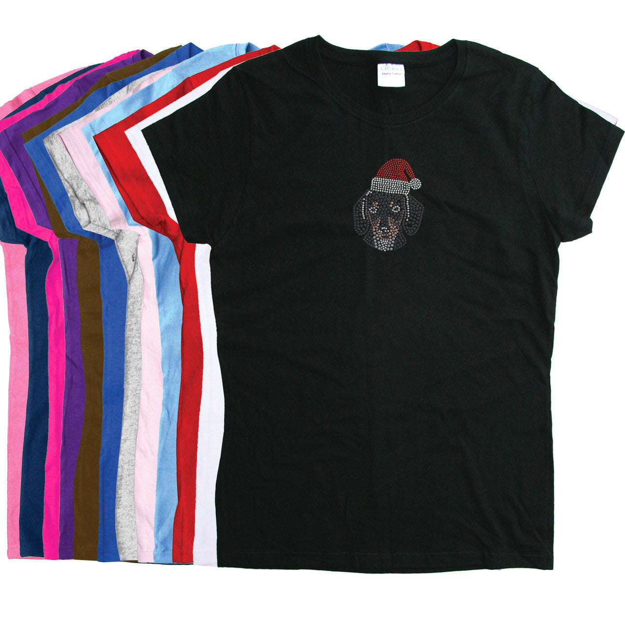 Dachshund Face with Santa Hat - Womens T-shirt