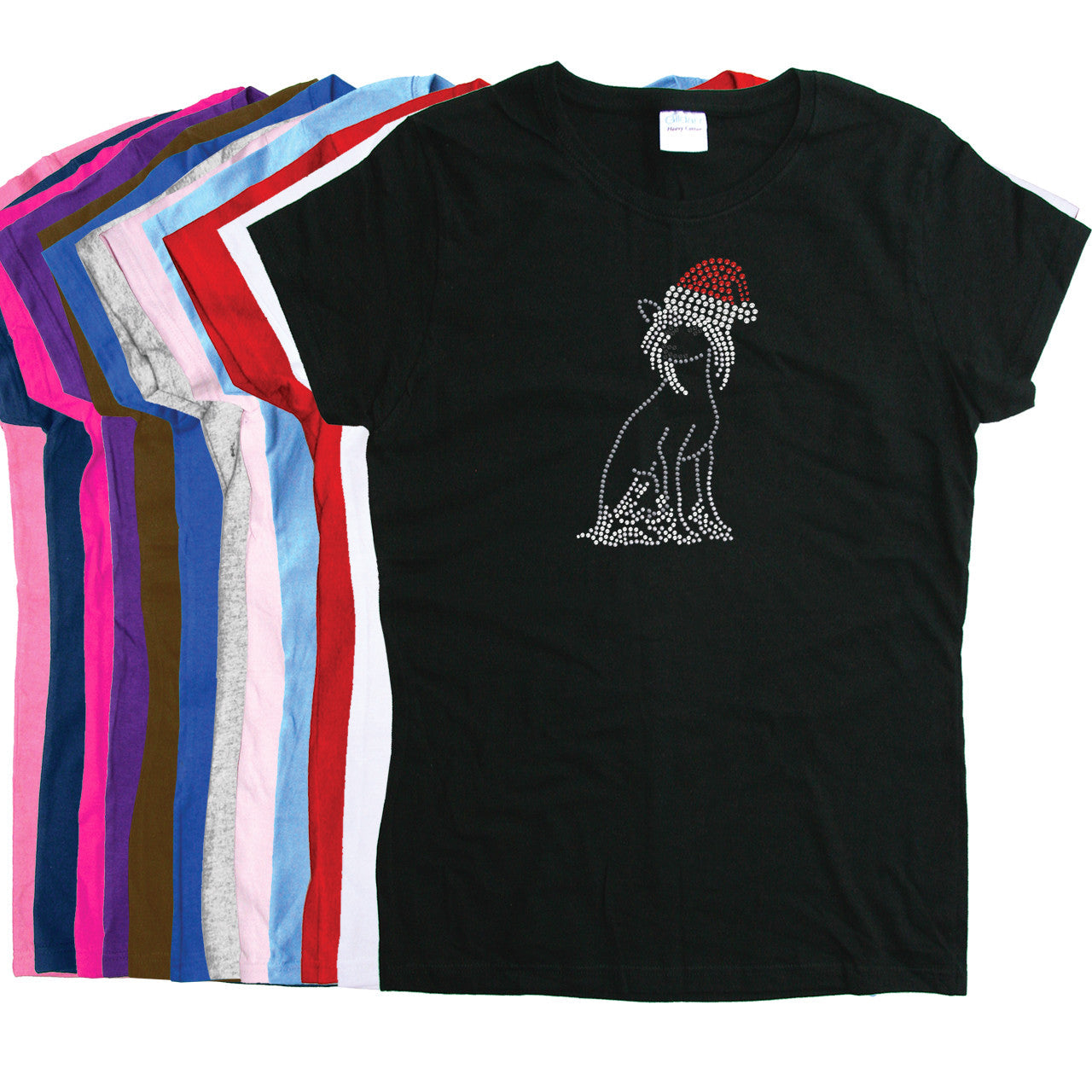 Chinese Crested with Santa Hat - Womens T-shirt