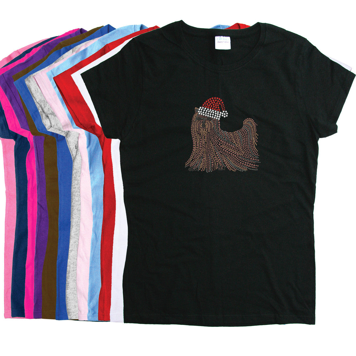Yorkie with Santa Hat - Womens T-shirt