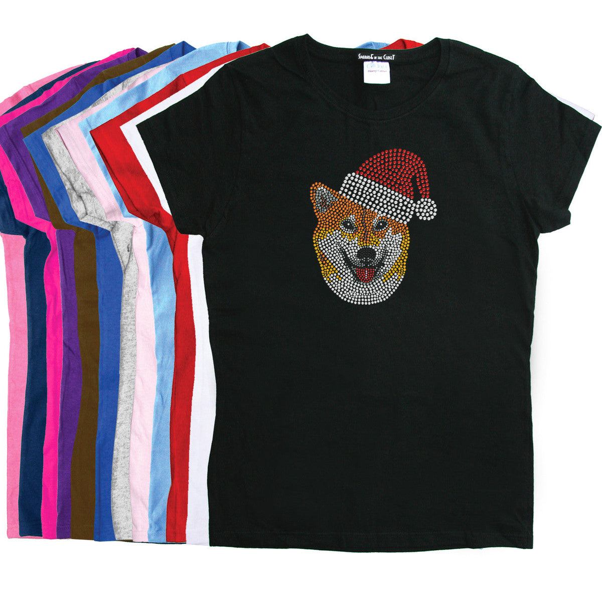 Shiba Inu with Santa Hat - Womens Tee