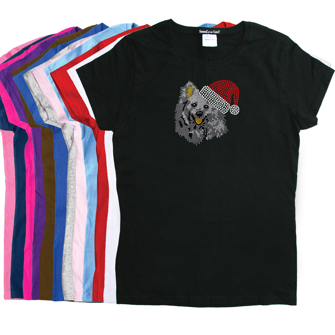 American Eskimo with Santa Hat - Womens Tee