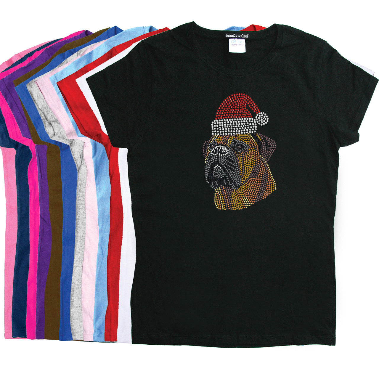 Bullmastiff with Santa Hat - Womens Tee