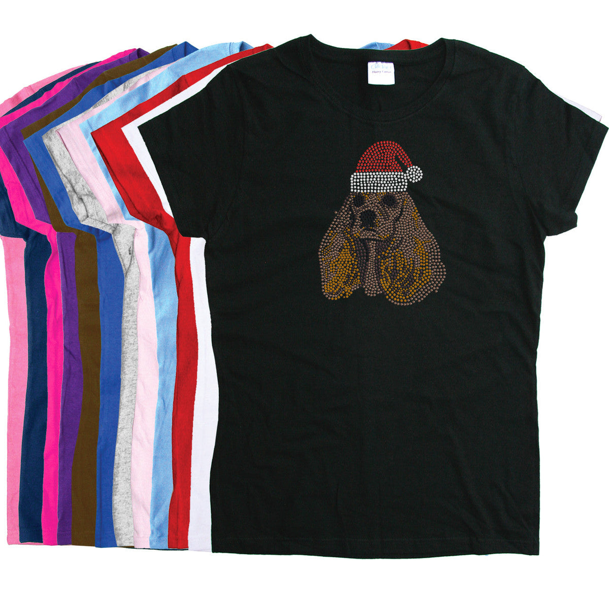 Cocker Spaniel with Santa Hat - Womens T-shirt