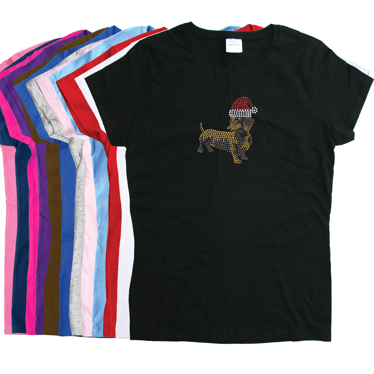 Dachshund 2 with Santa Hat - Womens T-shirt