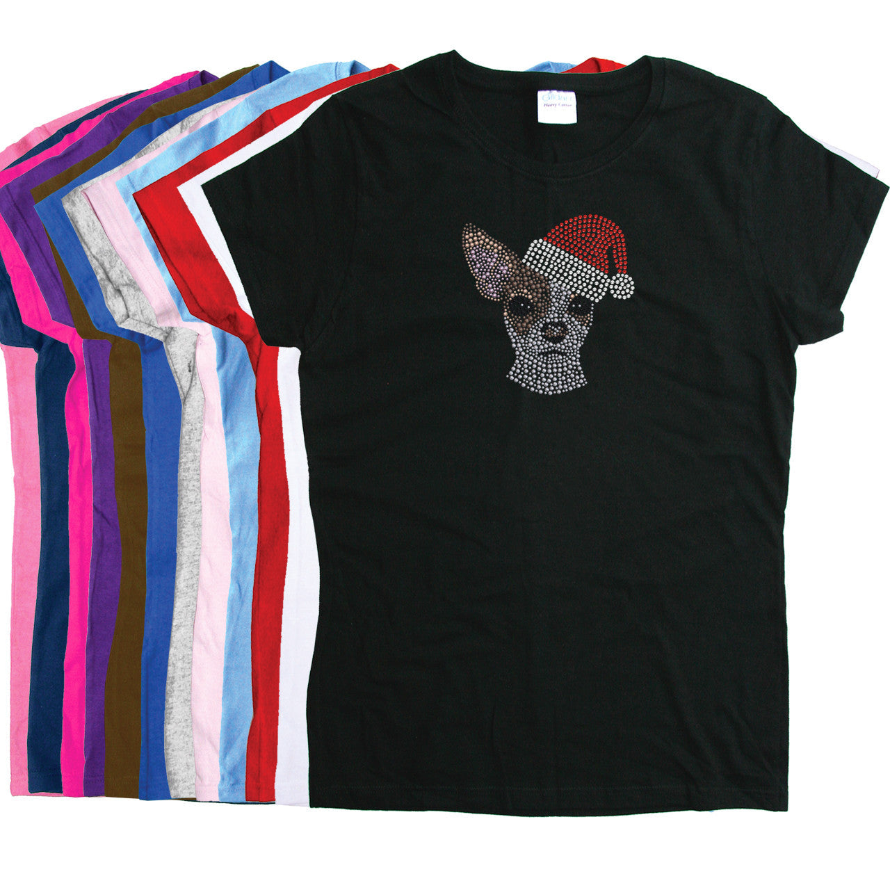 Chihuahua Face with Santa Hat - Womens T-shirt