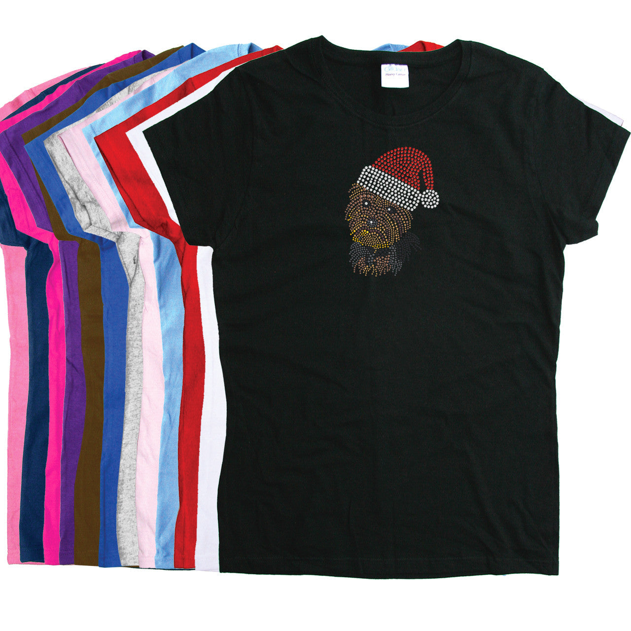 Yorkie Face 1 with Santa Hat - Womens T-shirt