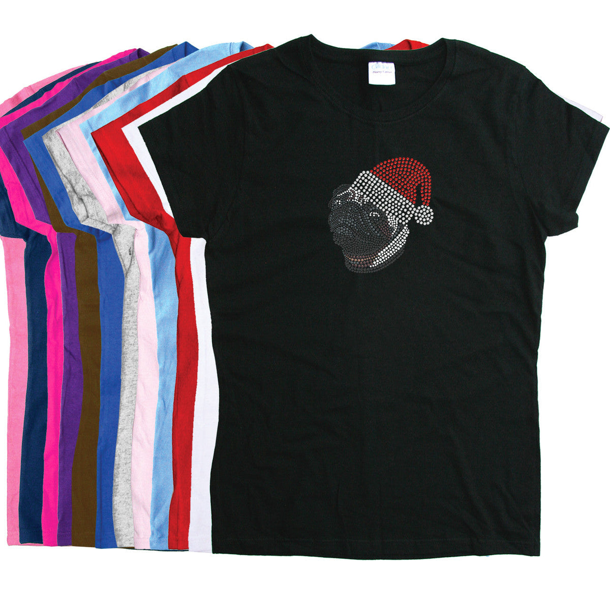 Pug with Santa Hat - Womens T-shirt
