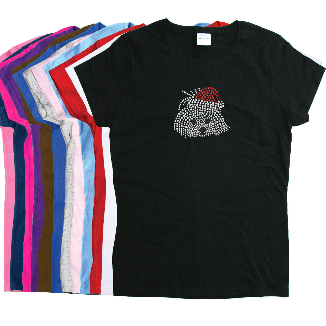 Maltese Face with Santa Hat - Womens T-shirt