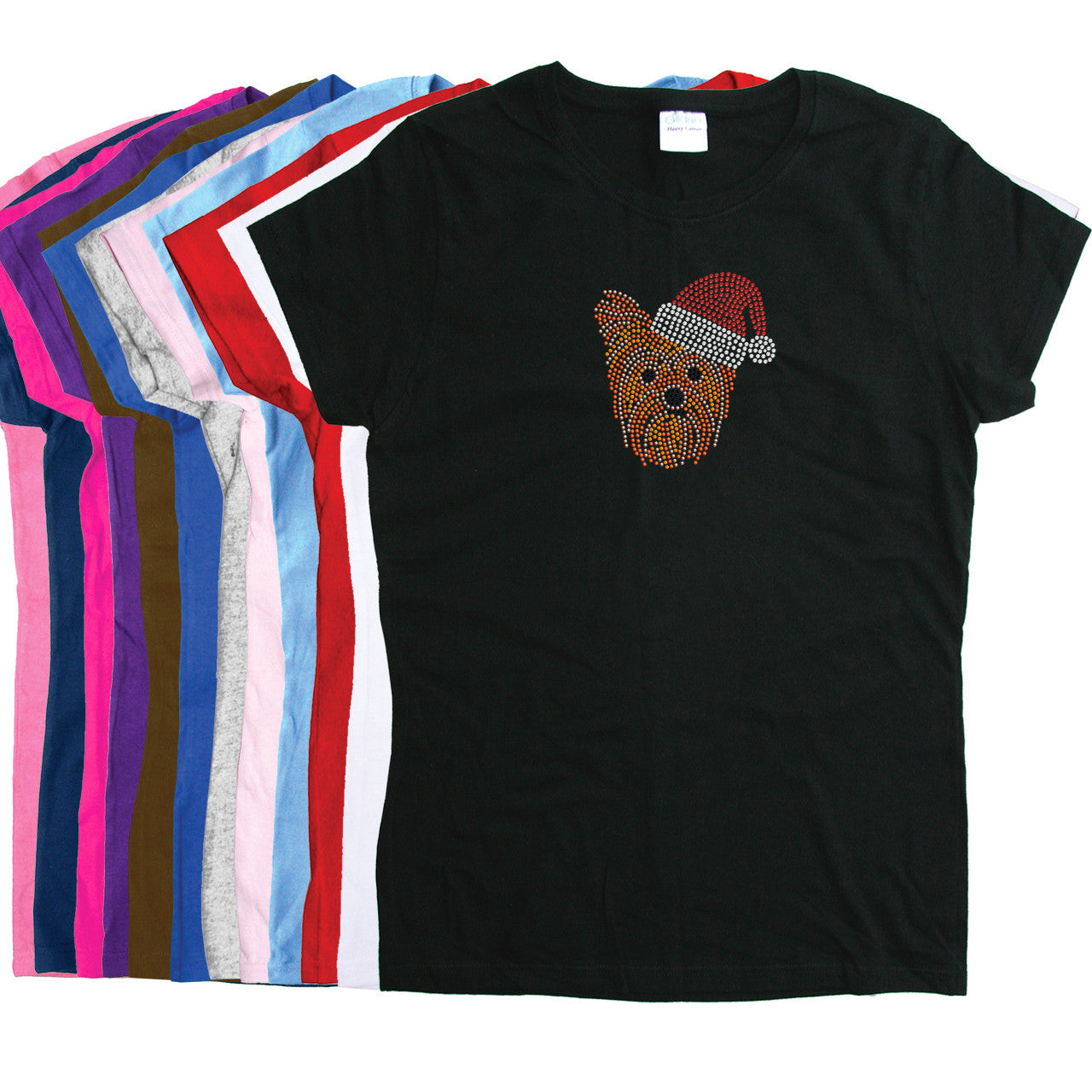 Yorkie Face 2 with Santa Hat - Womens T-shirt