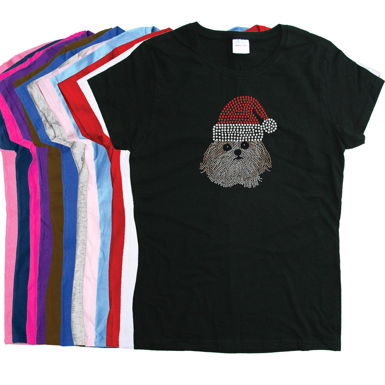 Shih Tzu with Santa Hat - Womens T-shirt