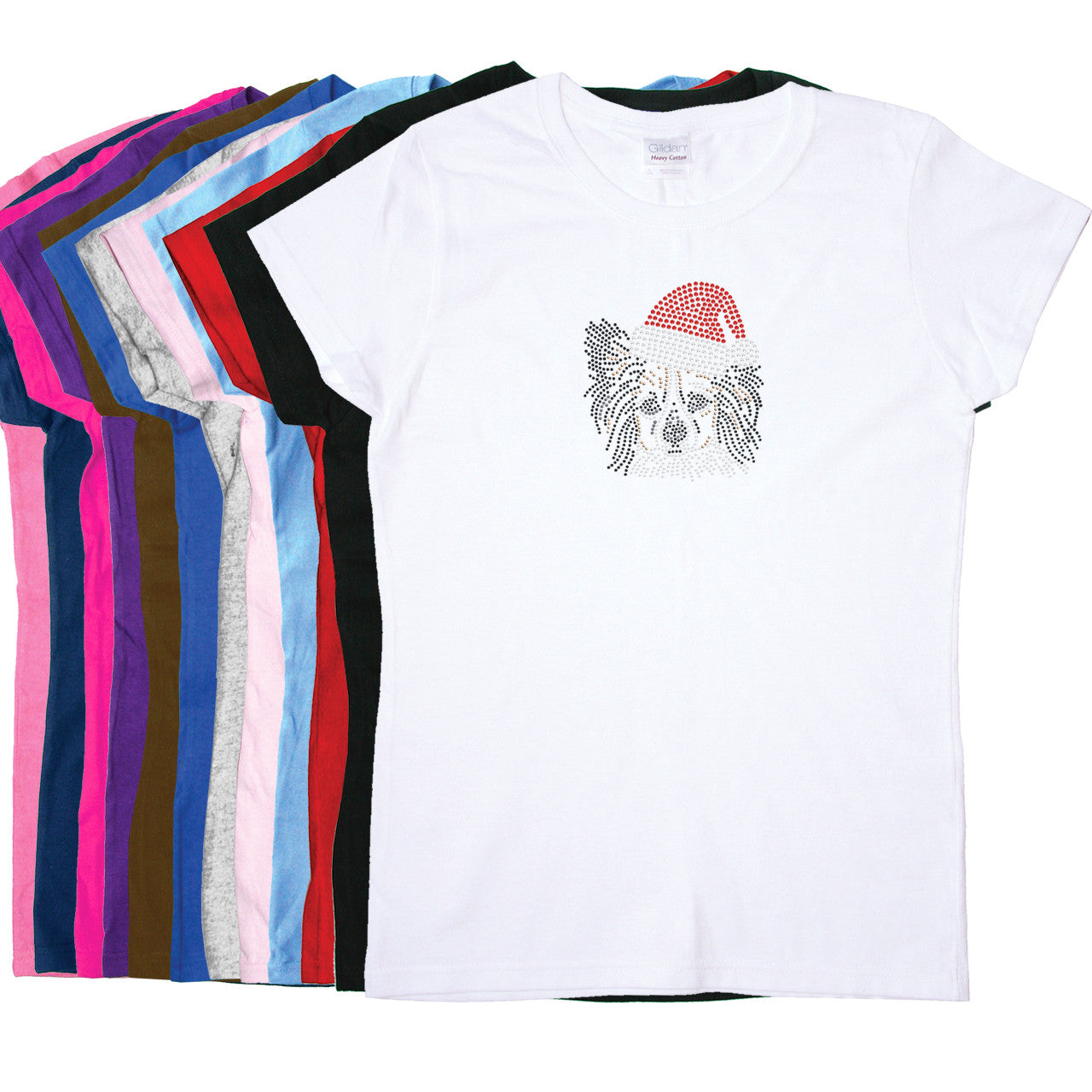 Papillon with Santa Hat - Womens T-shirt