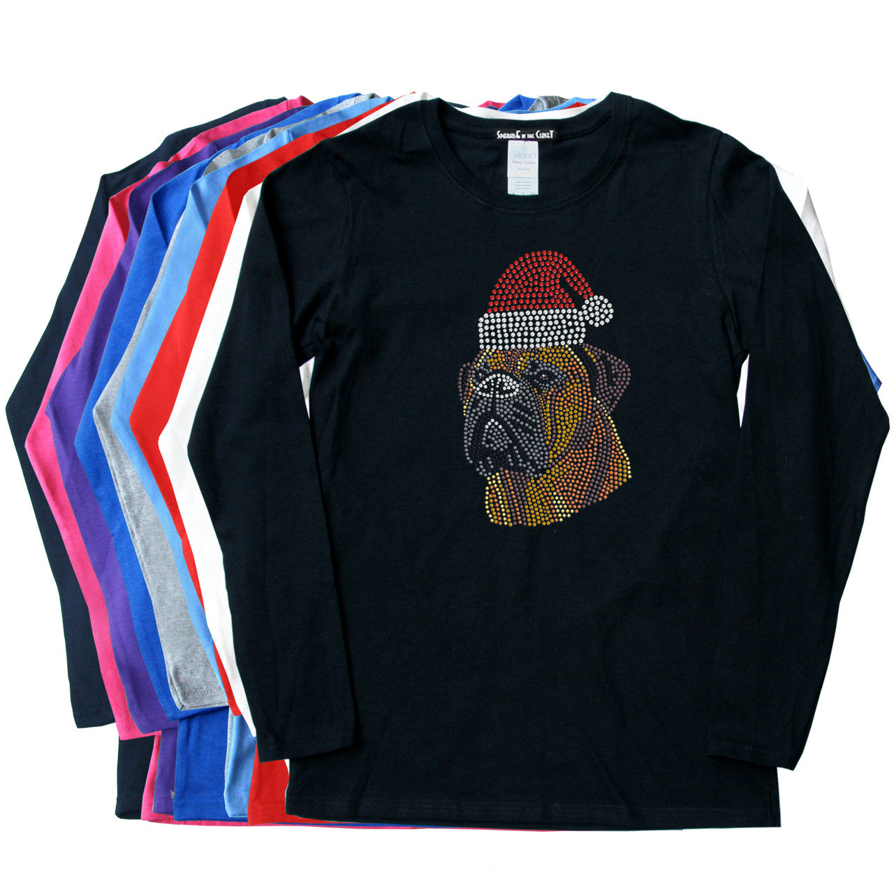 Bullmastiff with Santa Hat - Womens Tee