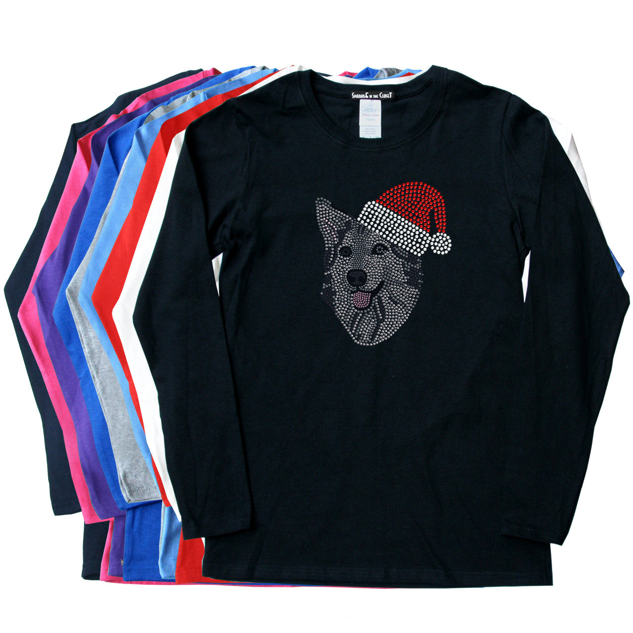 Husky/Tamaskan with Santa Hat - Womens Tee