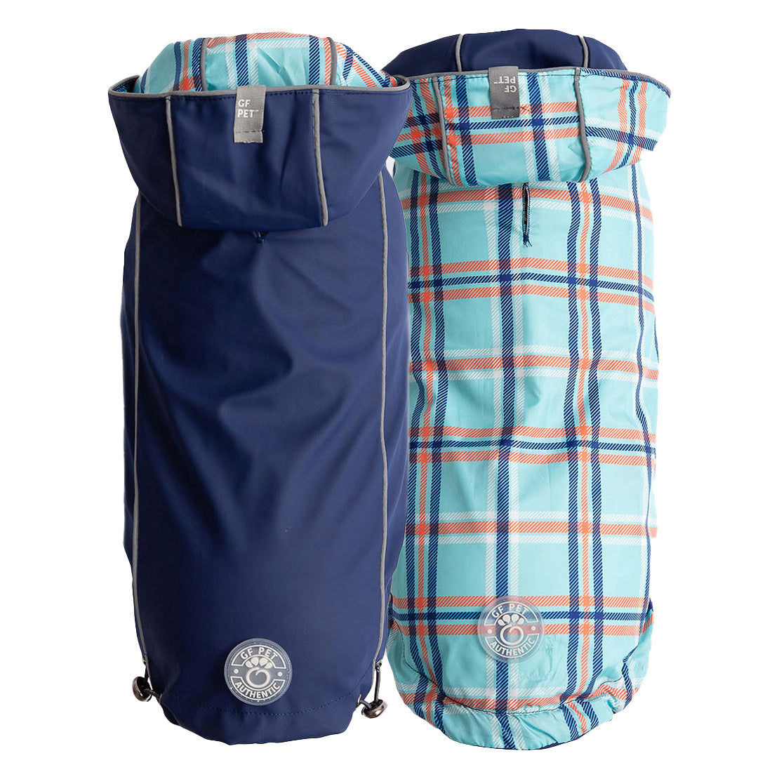Reversible Elasto-Fit Raincoat - Navy premium pet product