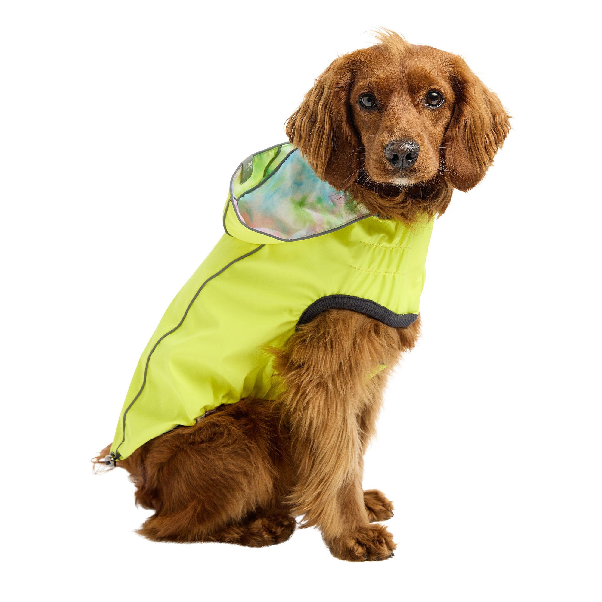 Reversible Raincoat - Neon Yellow with Tie Dye premium pet product