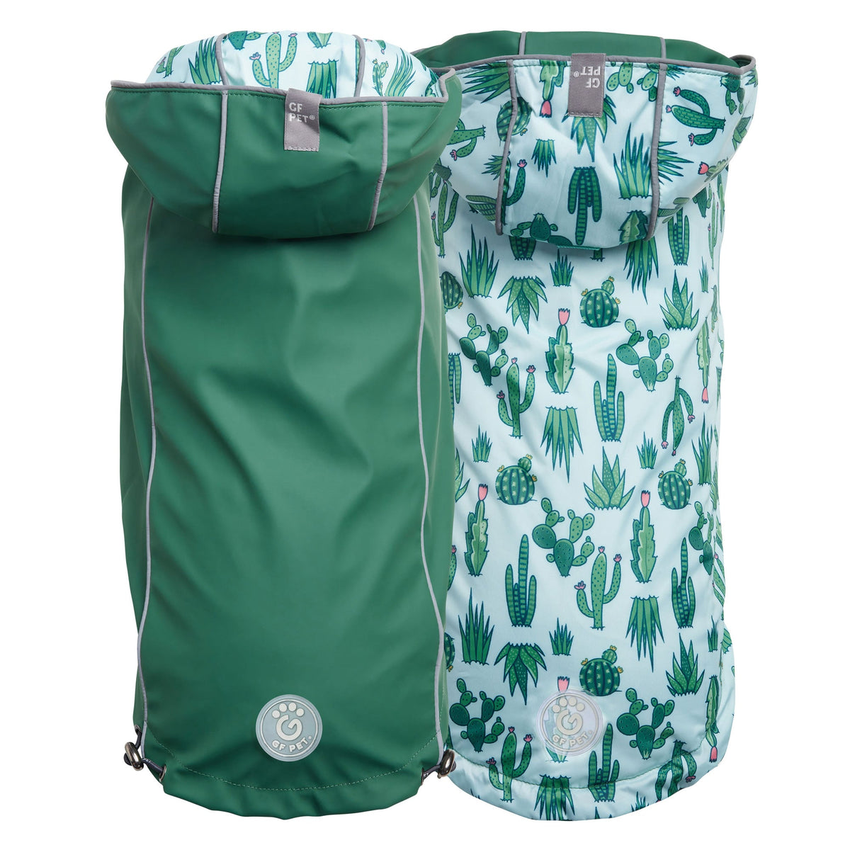 Reversible Elasto-Fit Raincoat - Green/Green premium pet product