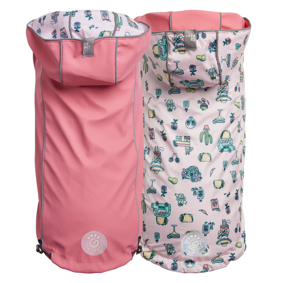 Reversible Elasto-Fit Raincoat - Pink/Pink premium pet product