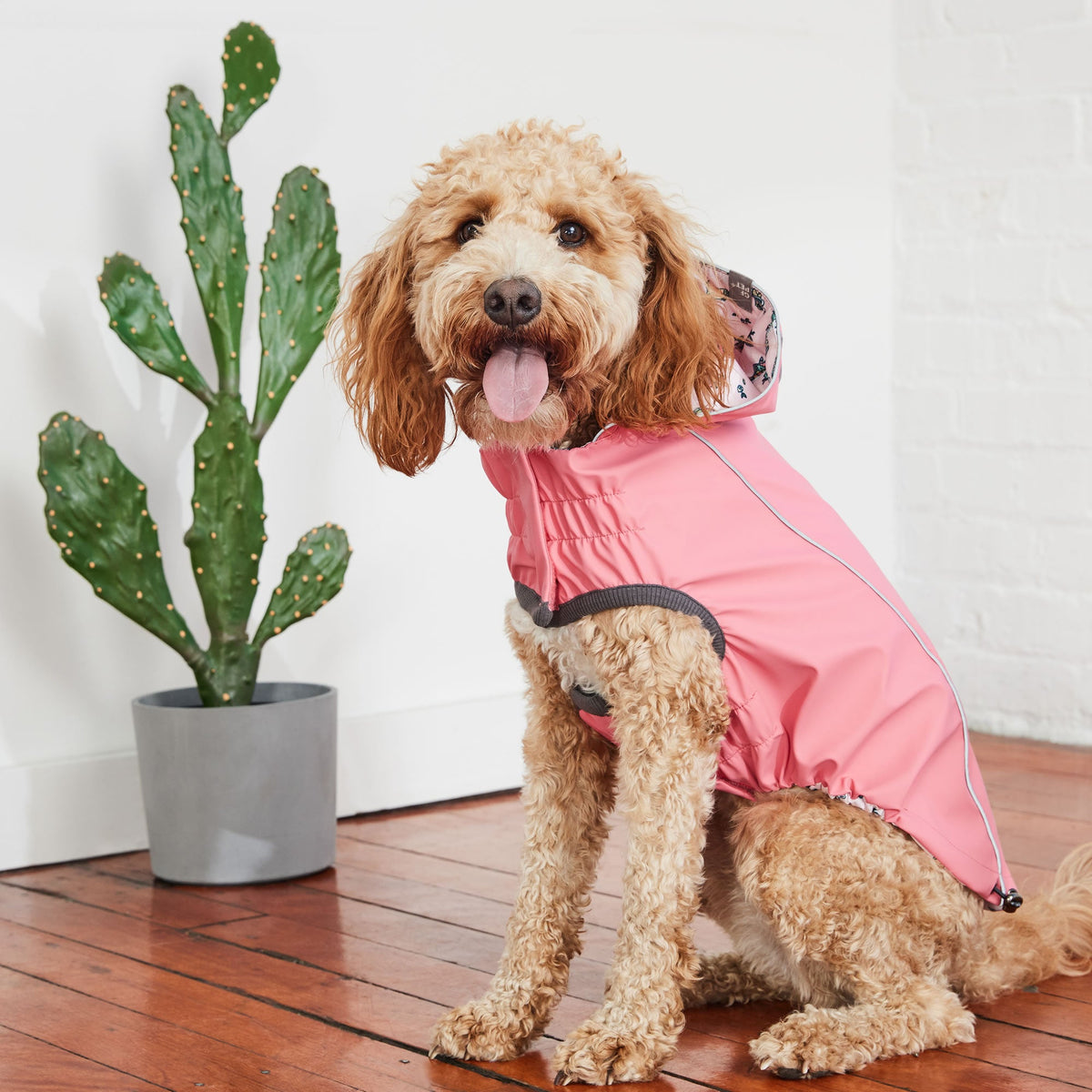 Reversible Elasto-Fit Raincoat - Pink/Pink premium pet product