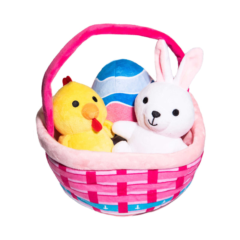 Glow Pups: Easter Basket Plush Dog Toy Set with Bunny, Chick and Egg