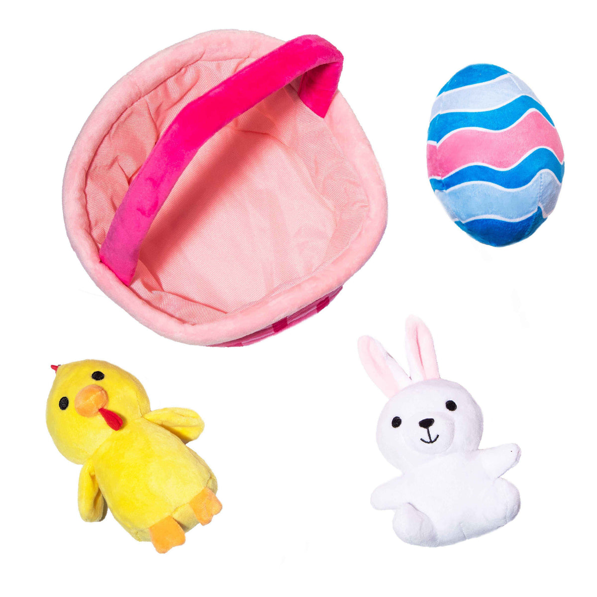 Glow Pups: Easter Basket Plush Dog Toy Set with Bunny, Chick and Egg