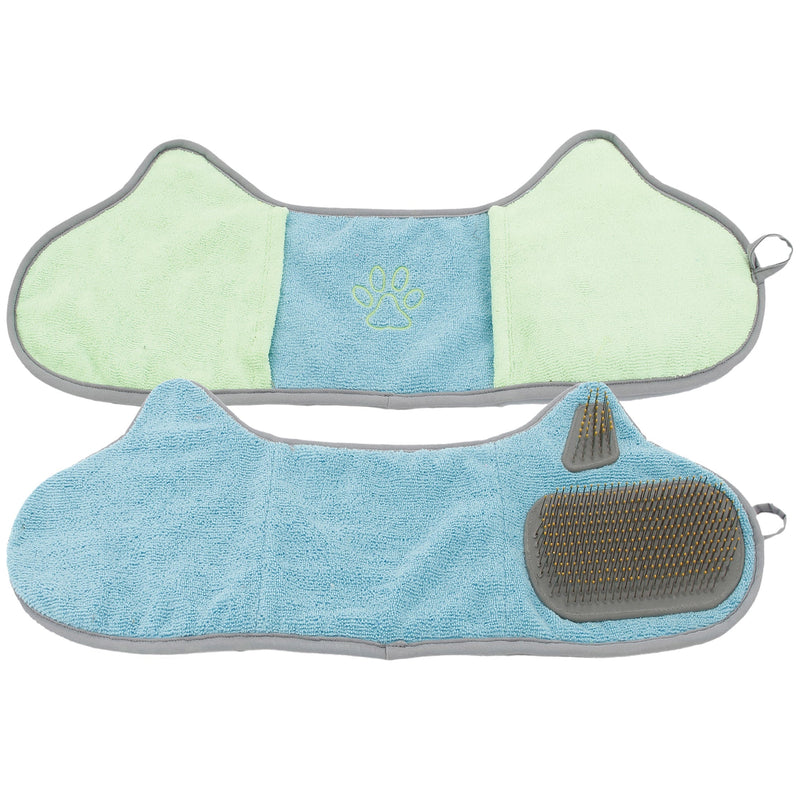 Pet Life Bryer 2-in-1 Hand-Inserted Microfiber Pet Grooming Towel and Brush | HT Animal Supply