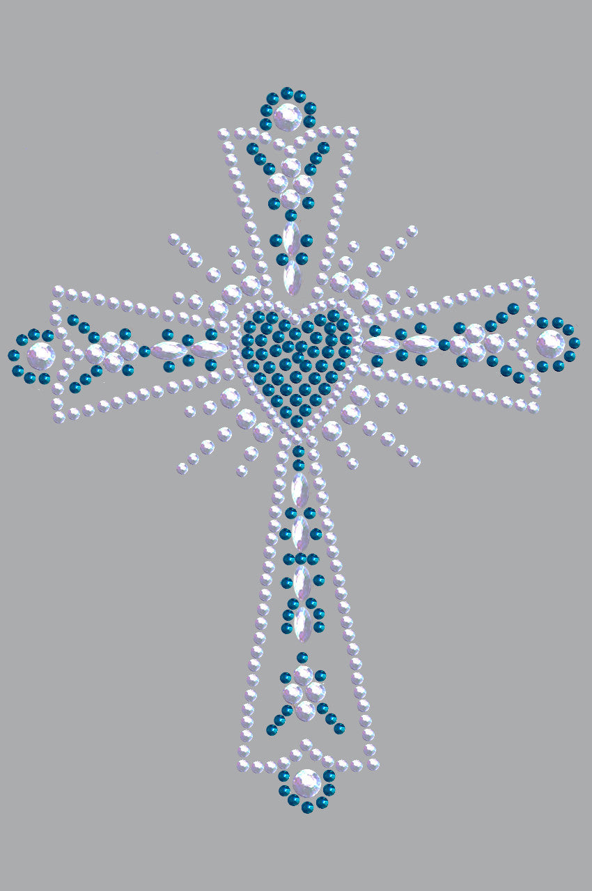Cross (Silver & Blue) - Womens T-shirt