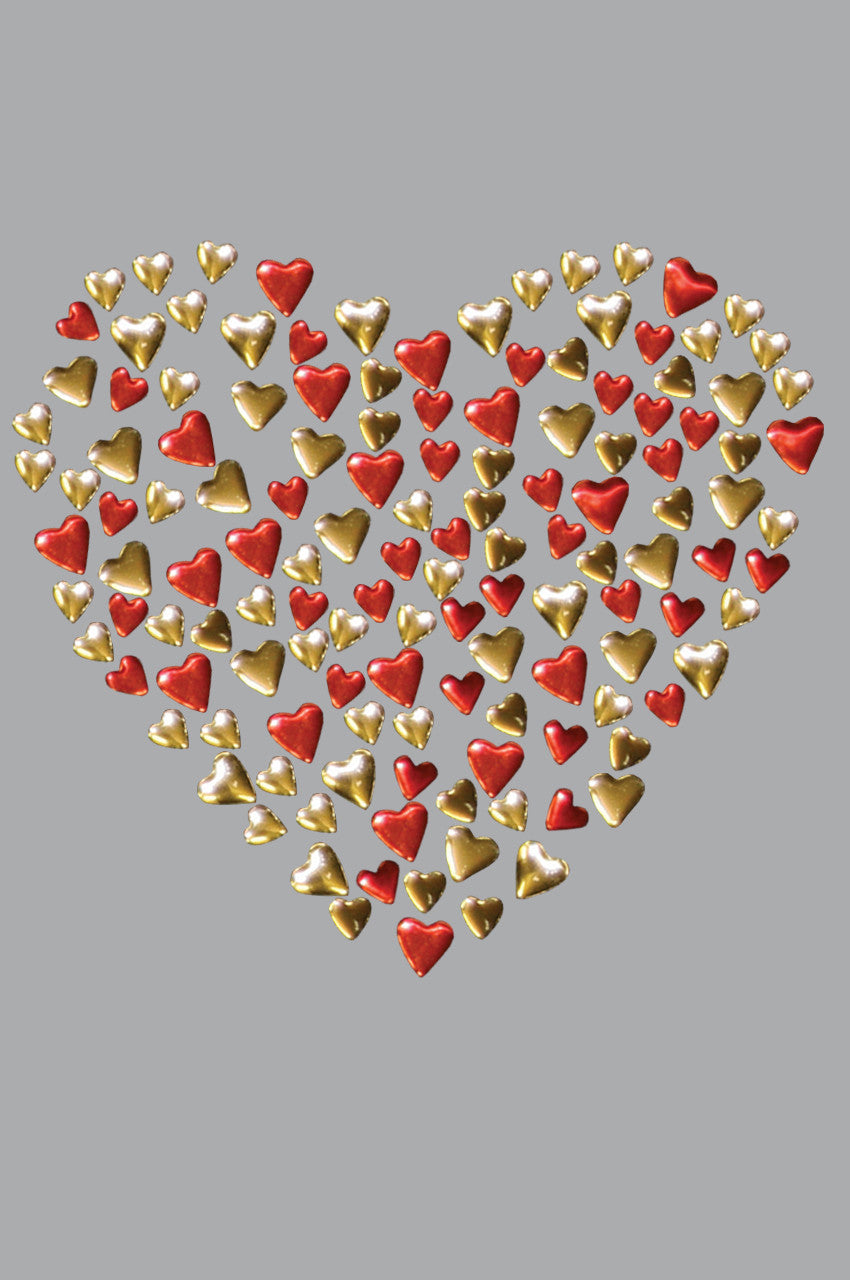 Red & Gold Nailhead Hearts Bandanna