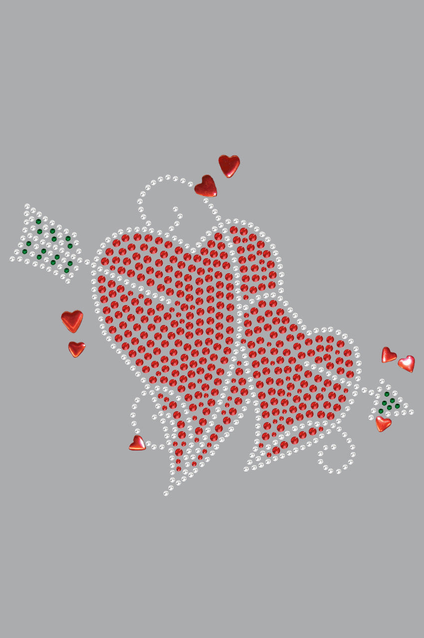 Red Rhinestone Hearts with Arrow - Womens T-shirt