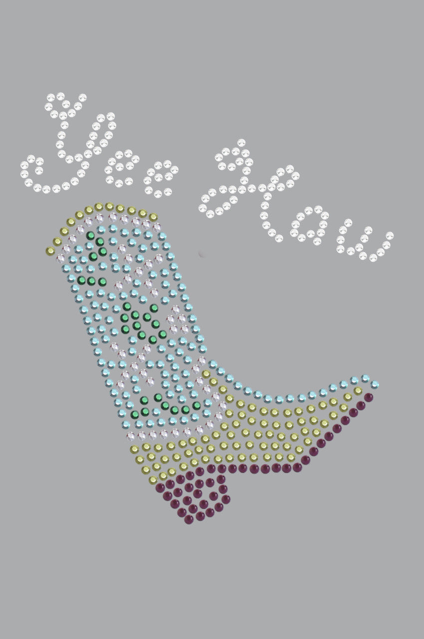 Boot (Green & Turquoise) with Yee Haw - Womens T-shirt