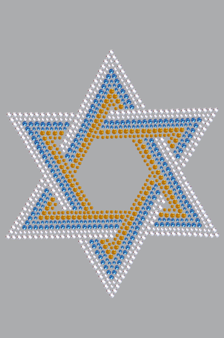 Star of David - Large (Blue, Silver, & Gold) - Womens T-shirt