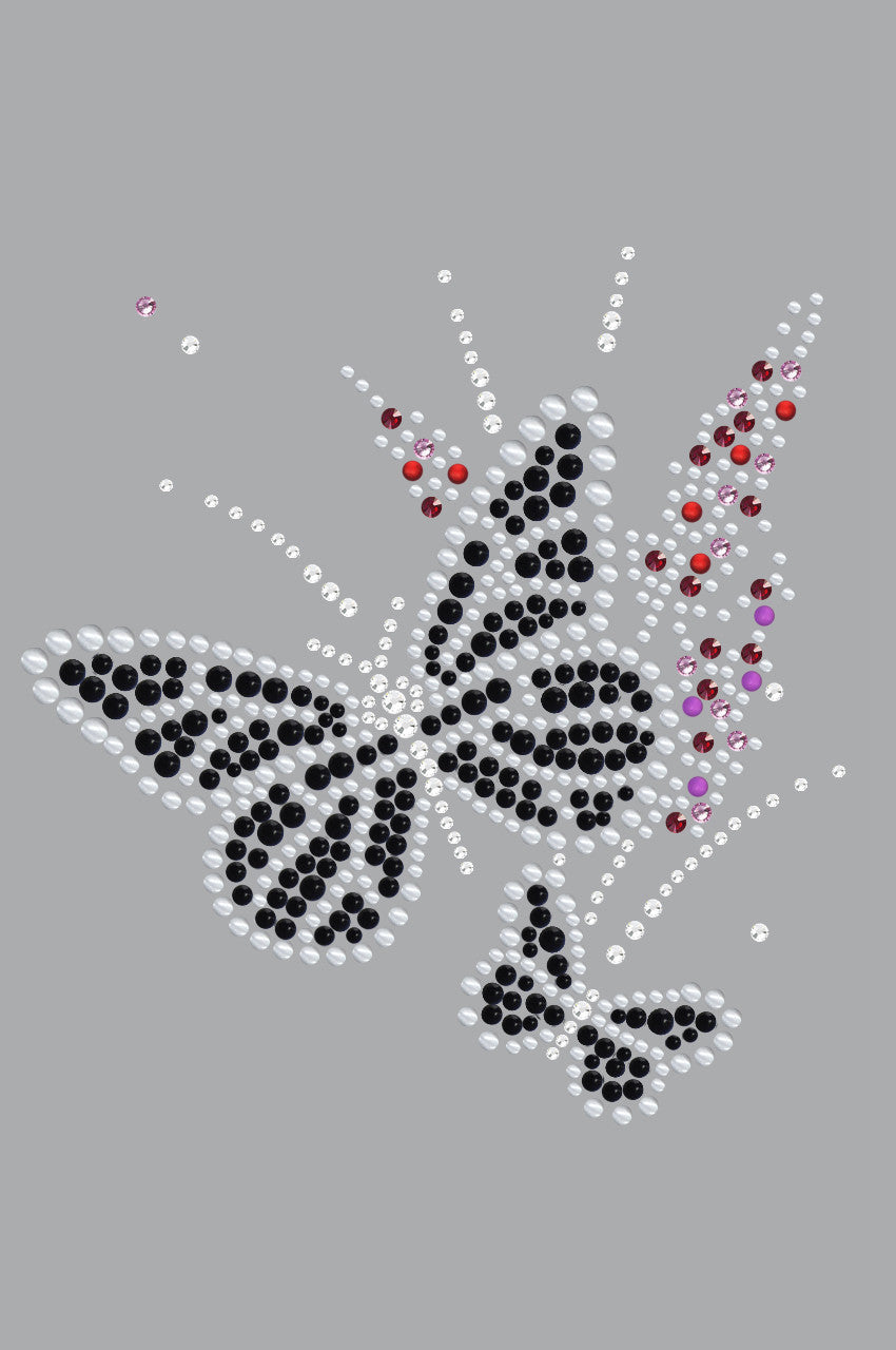Black Butterfly with Flowers - Women's T-shirt