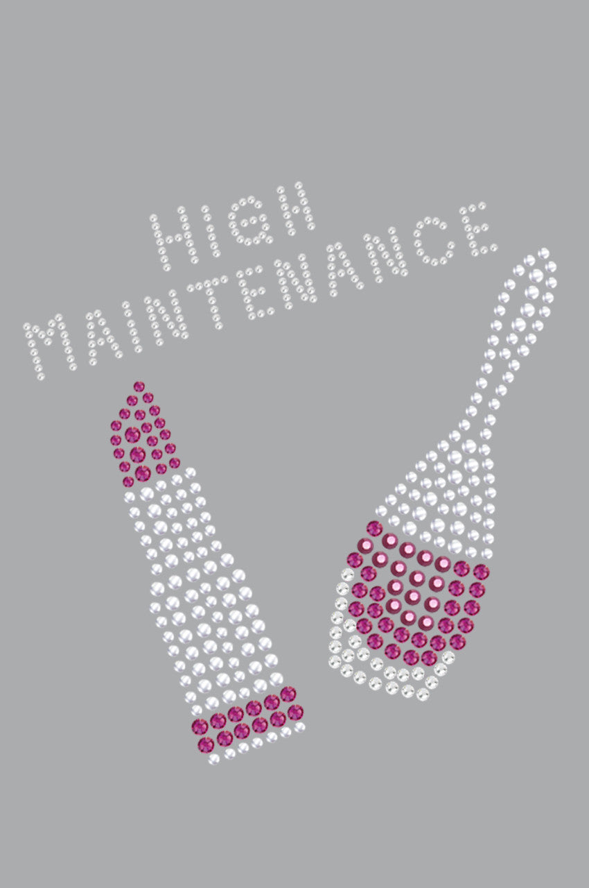 High Maintenance with Austrian crystal Nail Polish & Lipstick - Womens T-shirt