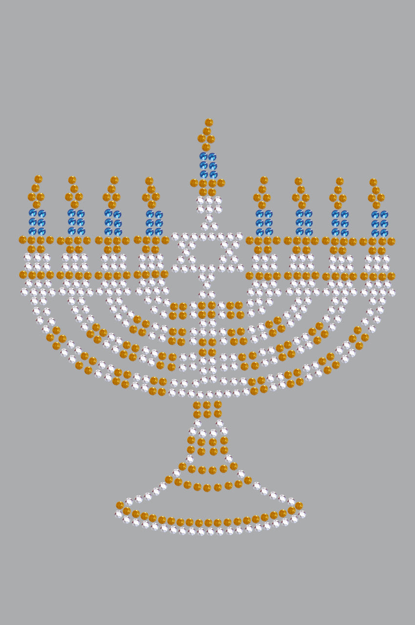 Menorah - Small (Blue, Silver, & Gold) - Womens T-shirt