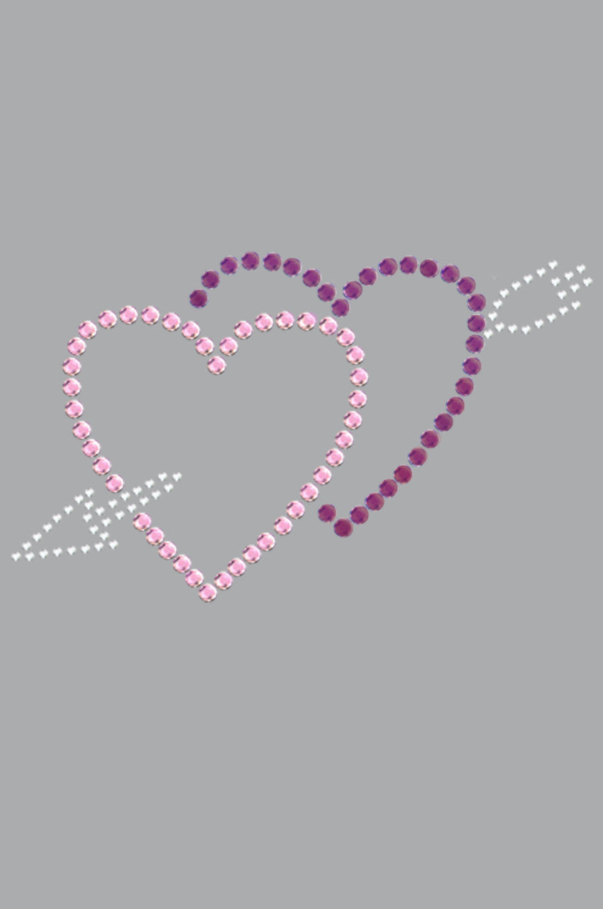 Pink & Purple Hearts with Arrow - Womens T-shirt