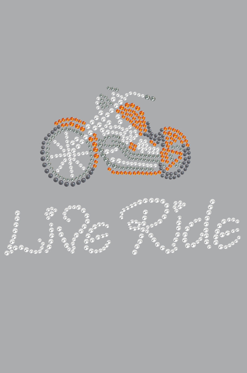Live - Ride - Orange Motorcycle - Womens T-shirt