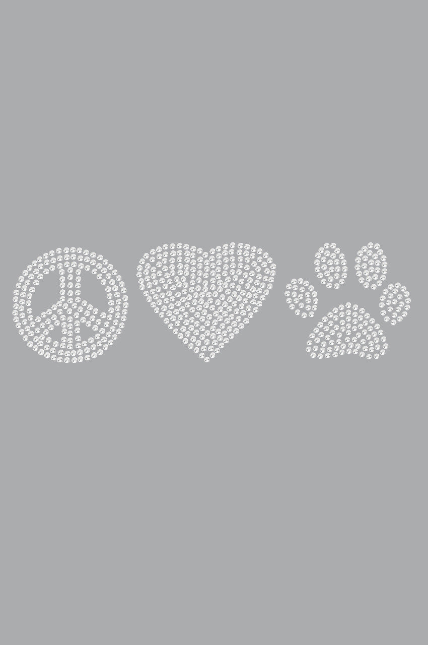 Peace, Love Paw (Rhinestone) - Womens T-shirt