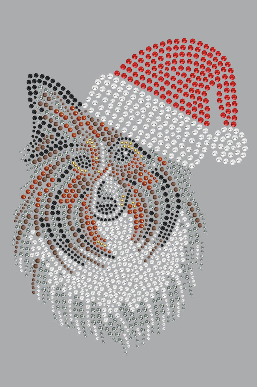 Sheltie Face with Santa Hat - Womens T-shirt