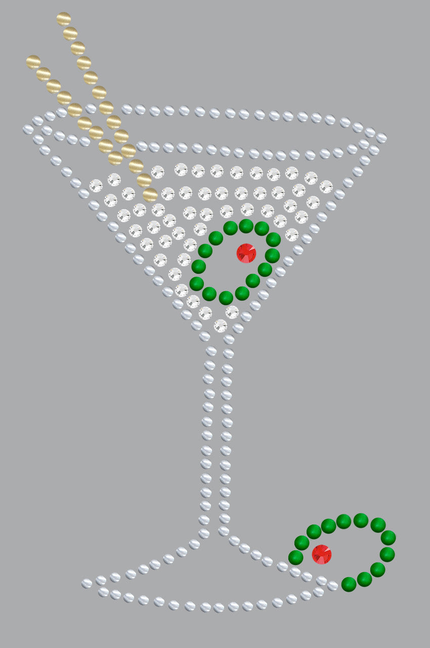 Martini (Silver Rhinestone)- Womens T-shirt