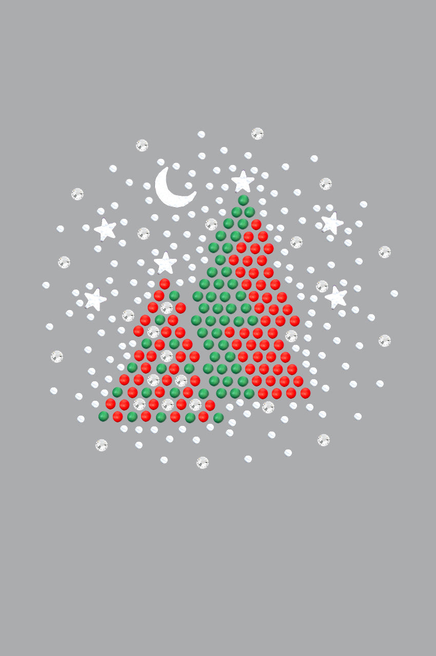 Red & Green Christmas Trees with Austrian crystal Snowflakes - Womens T-shirt