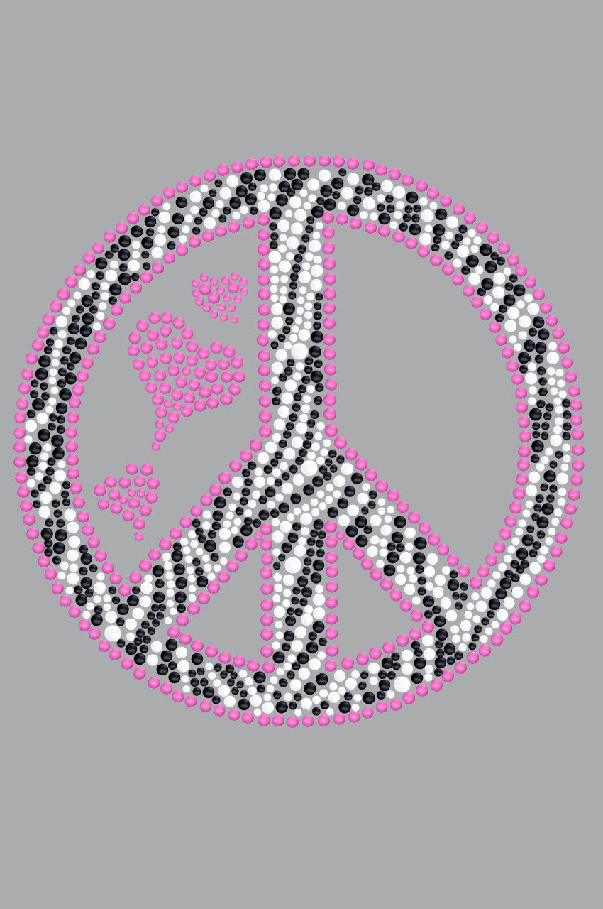 Peace Sign (Pink & Zebra Print) - Womens T-shirt