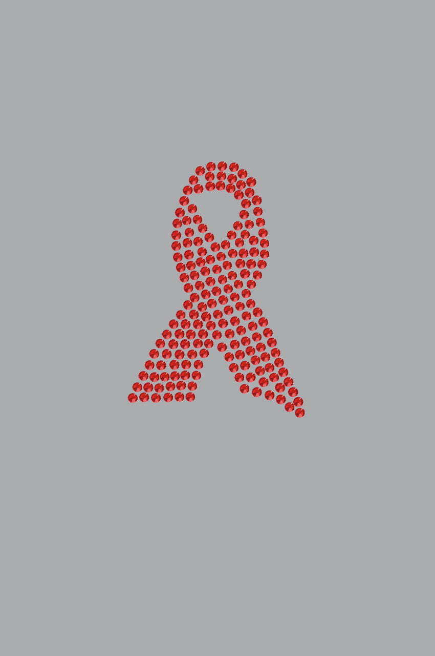 Ribbon (Red Rhinestones) - Womens T-shirt