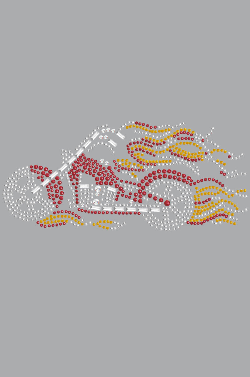 Motorcycle - Red with Flames - Womens T-shirt