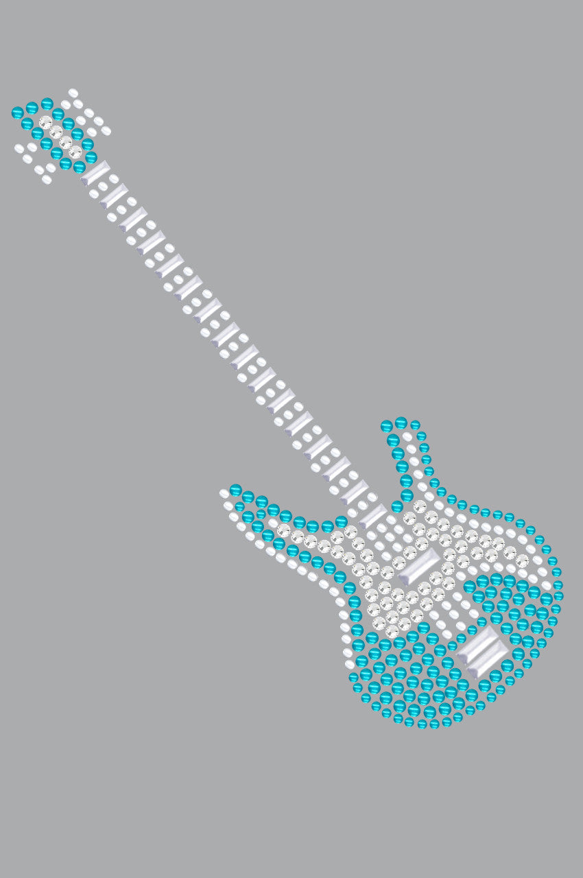 Guitar (Blue Austrian crystal) - Womens T-shirt