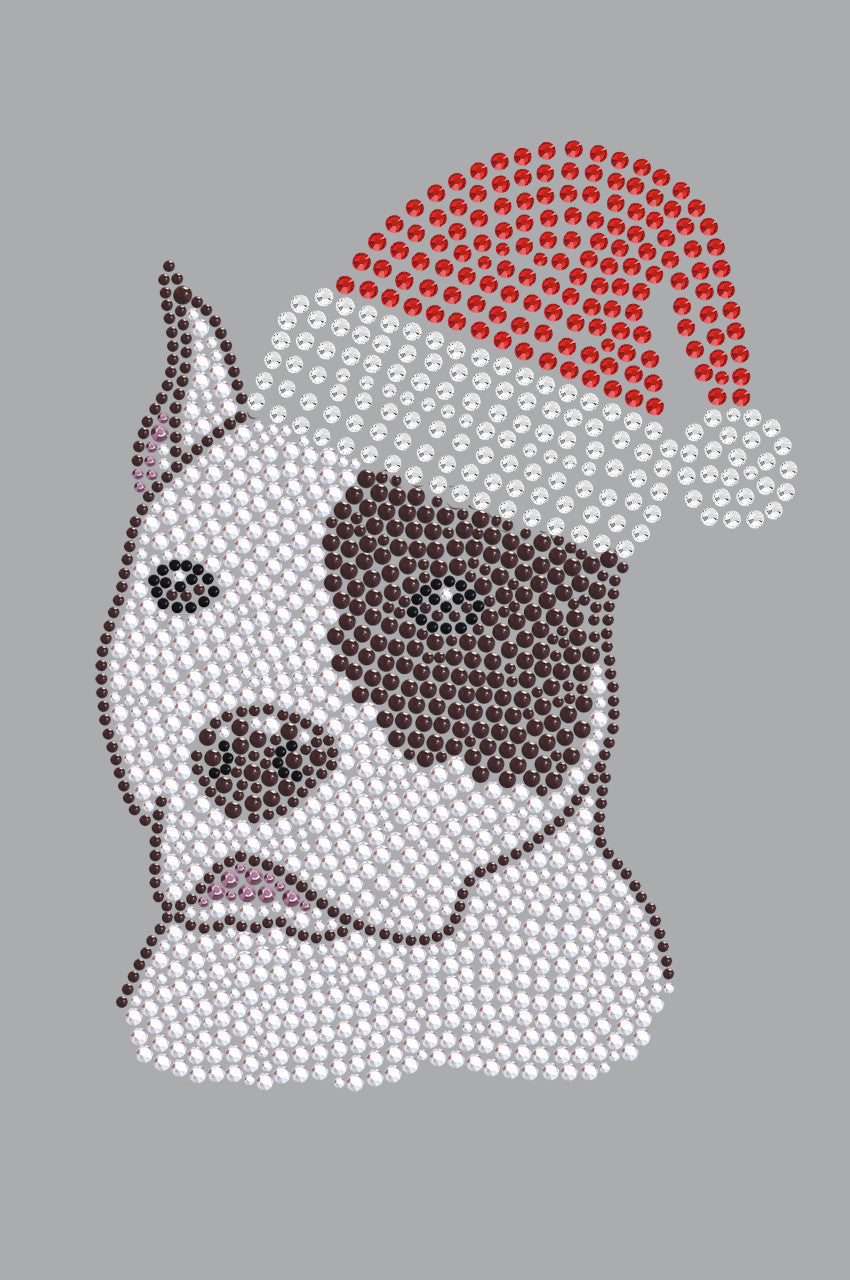 Pit Bull with Santa Hat - Womens T-shirt
